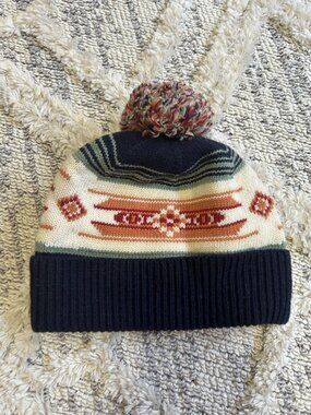 New Faherty Chunky Beanie Pom Pom Knit Hat x Doug Good Feather Star Nation
